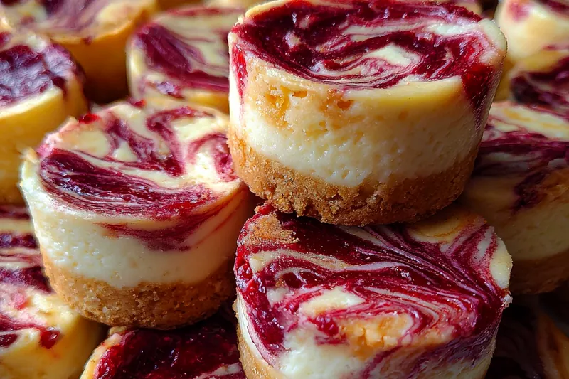 Cooking process for Raspberry Swirl Cheesecake Bites