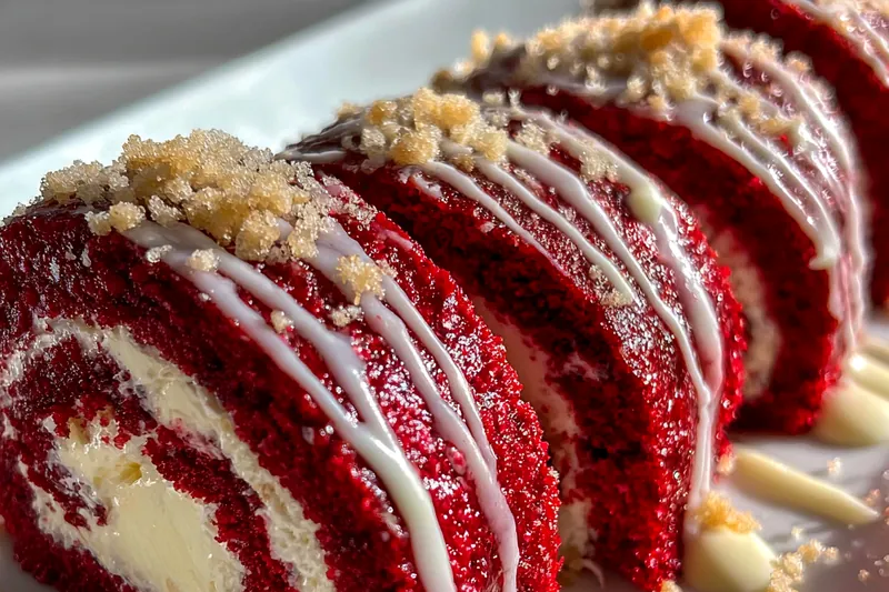 Cooking process for Red Velvet Cheesecake Rolls