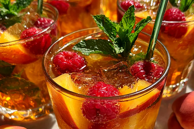 Cooking process for Refreshing Peach Raspberry Drink