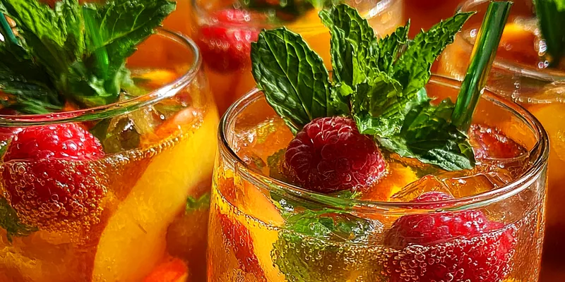 Refreshing Peach Raspberry Drink