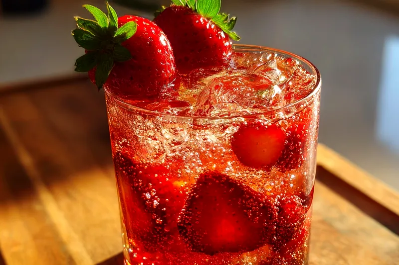 Fresh ingredients for Refreshing Strawberry Sparkling Drink