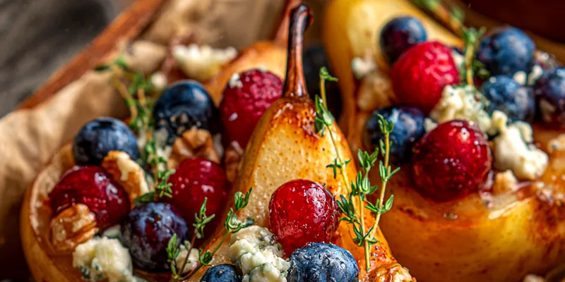 Roasted Pears with Berries and Cheese