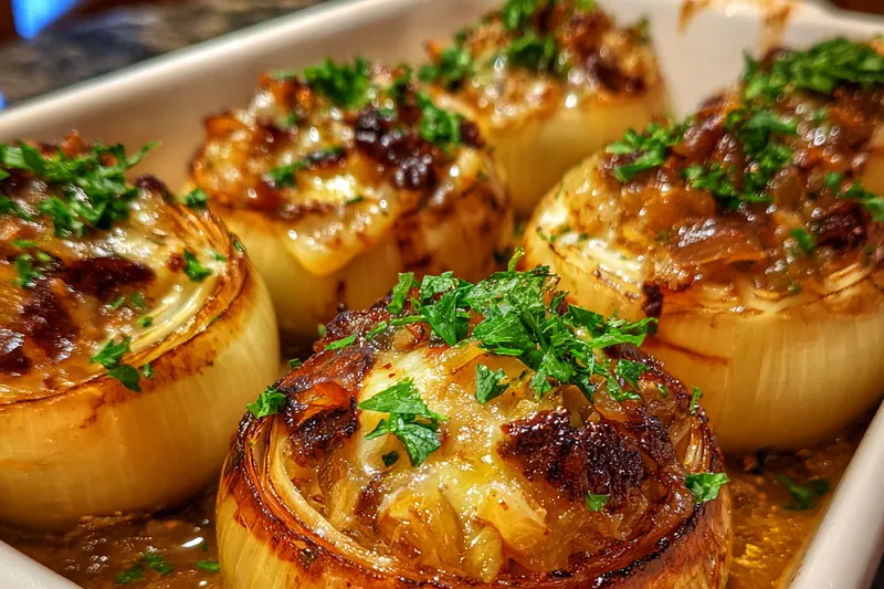 Cooking process for Savory Baked Stuffed Onions