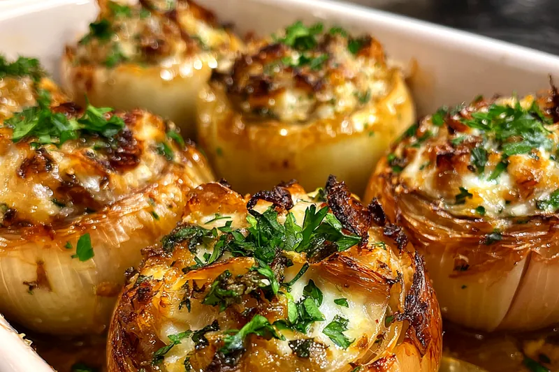 Fresh ingredients for Savory Baked Stuffed Onions