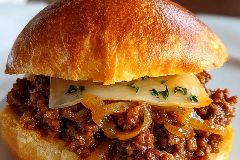 Cooking process for Savory Beef Onion Sandwich