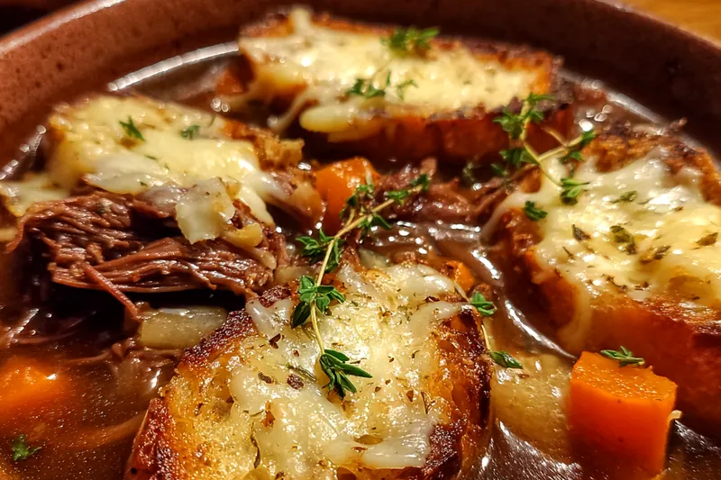 Cooking process for Savory Beef Onion Soup