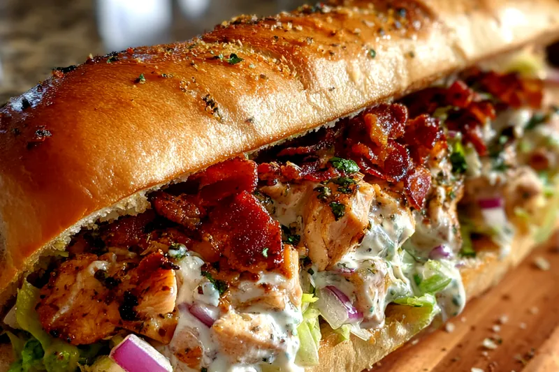 Cooking process for Savory Chicken Bacon Hoagie