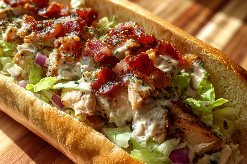 Fresh ingredients for Savory Chicken Bacon Hoagie
