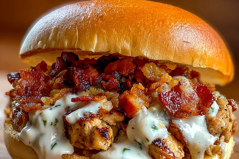 Cooking process for Savory Chicken Bacon Sandwich