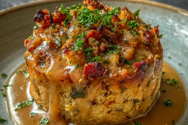 Ingredients for Savory Gravy Muffins displayed neatly on a kitchen counter.