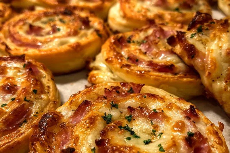 Cooking process for Savory Ham Cheese Pinwheels
