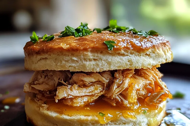 Chef Mitchell sautéing chicken for Savory Honey Butter Chicken Biscuits in a skillet.