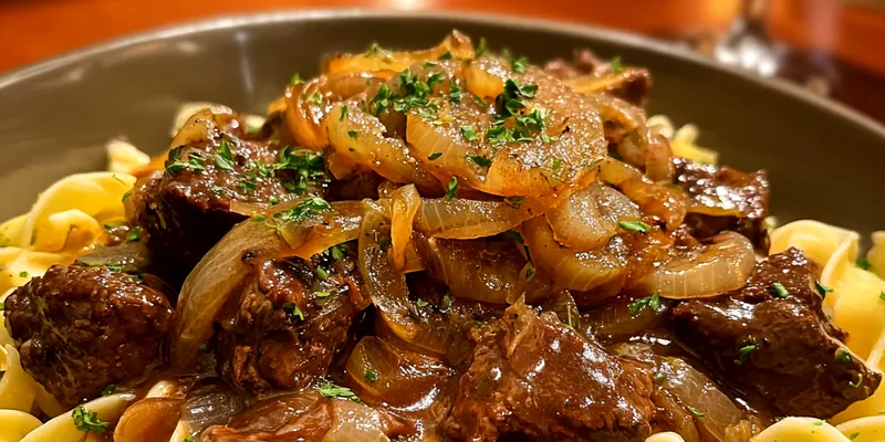 Savory Onion Beef Noodles