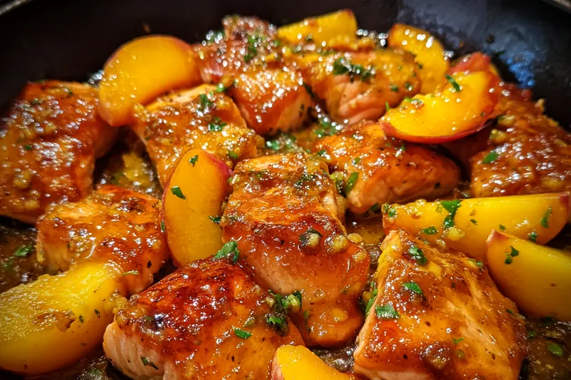 Fresh ingredients for Savory Peach Glazed Salmon