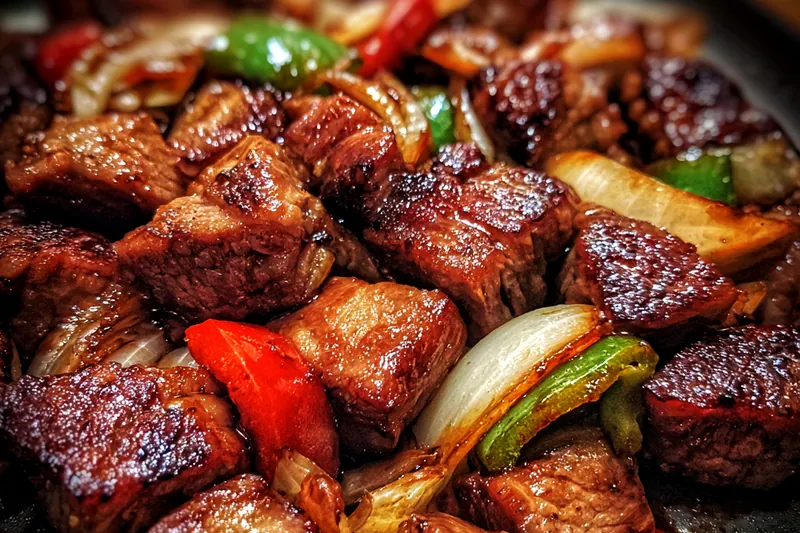 Cooking process for Savory Pepper Steak Delight