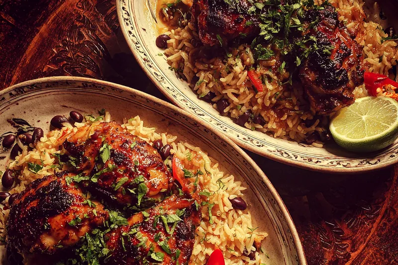 Fresh ingredients for Savory Spiced Chicken and Rice