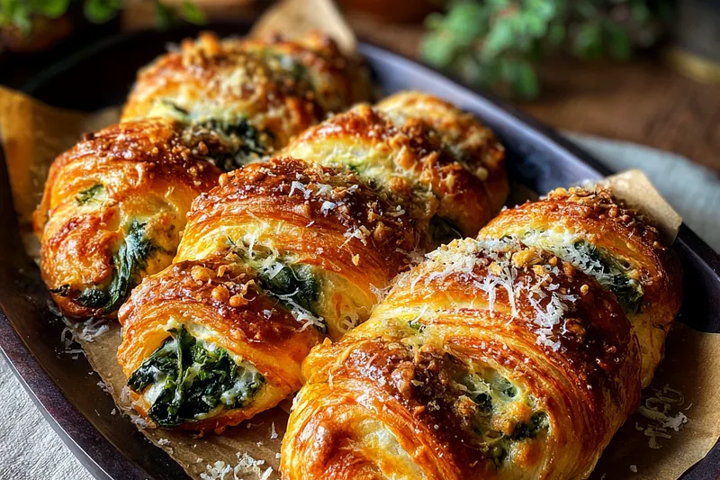 Fresh ingredients for Savory Spinach Cheese Twists