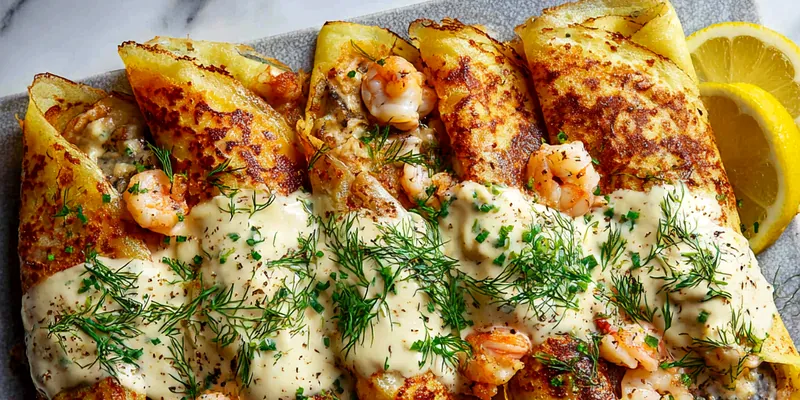 Delicious Seafood Crepes with Creamy Béchamel Sauce