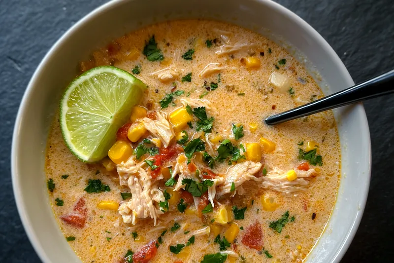 Chef Mitchell stirring a pot of bubbling Delicious Mexican Chicken Chowder, showcasing the cooking process.