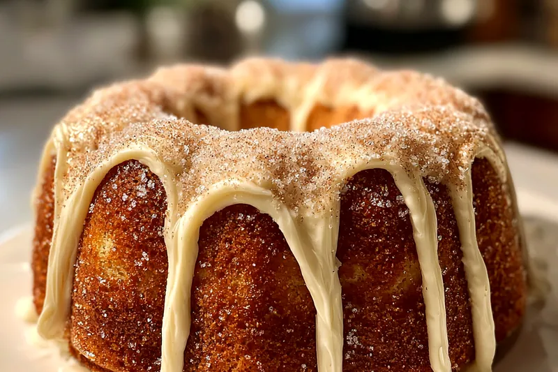 A step-by-step photo series showing the making of Cinnamon Sugar Bundt from mixing to baking.