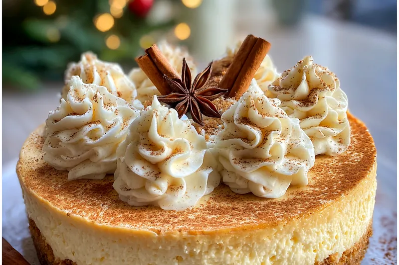 A step-by-step visual of the baking process for Festive Snickerdoodle Cheesecake Delight.