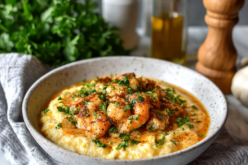 Fresh ingredients for Southern Chicken Scampi Grits