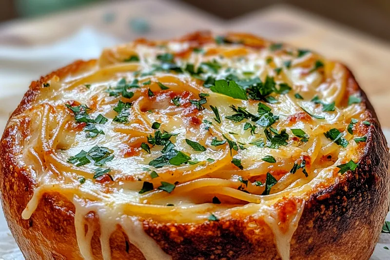 Ingredients for Garlic Bread Pasta Bowls arranged aesthetically, including pasta, garlic, butter, and cherry tomatoes.