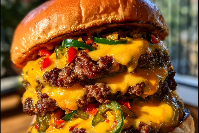 Fresh ingredients for Spicy Cheesy Burger Delight