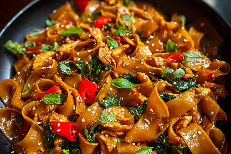Cooking process for Spicy Chicken Noodle Stir-Fry