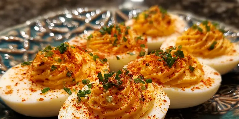 Spicy Chili Garlic Deviled Eggs with Sriracha and Smoked Paprika