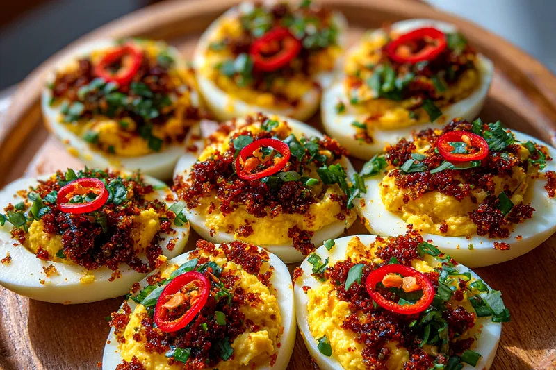 Fresh ingredients for Spicy Deviled Egg Appetizer