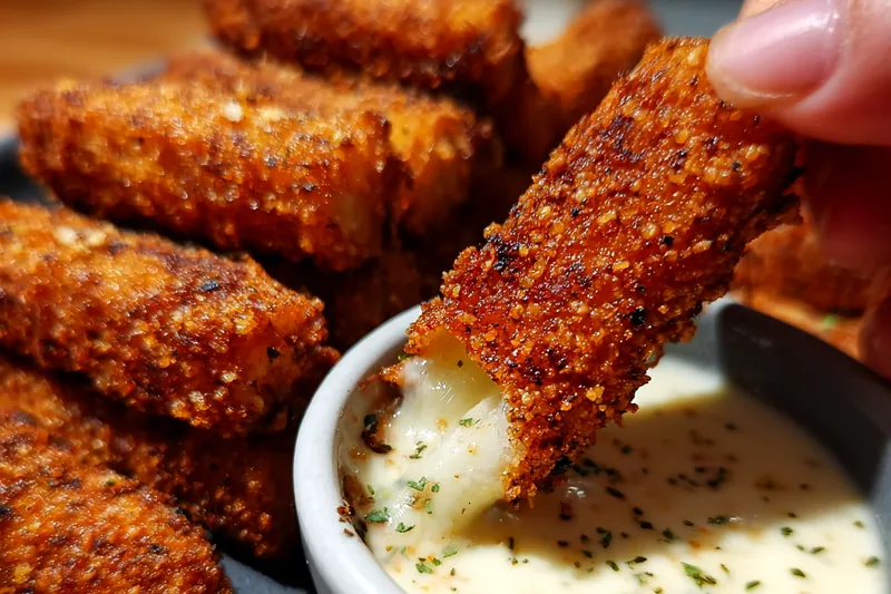 Fresh ingredients for Spicy Fried Cheese Sticks