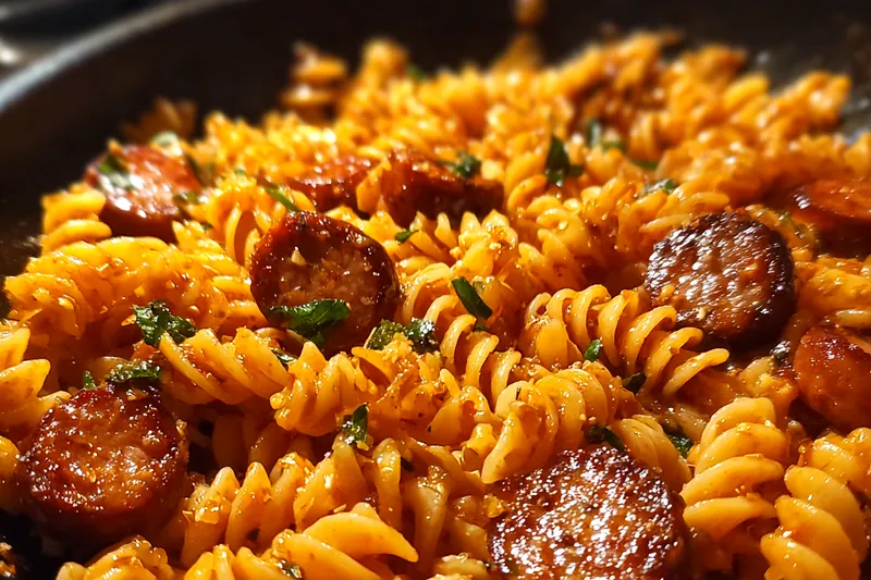 Fresh ingredients for Spicy Honey Sausage Pasta