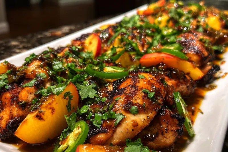 Fresh ingredients for Spicy Peach Grilled Chicken