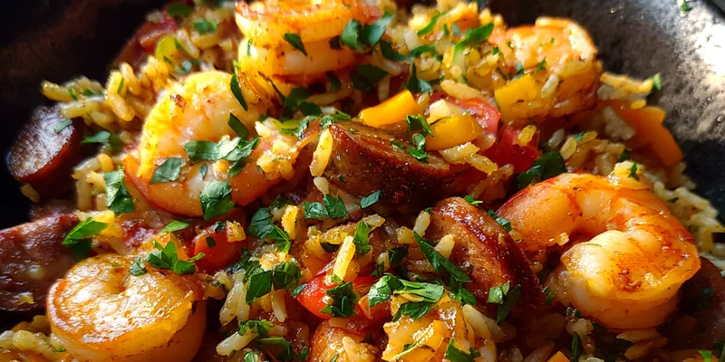 Spicy Shrimp Sausage Rice