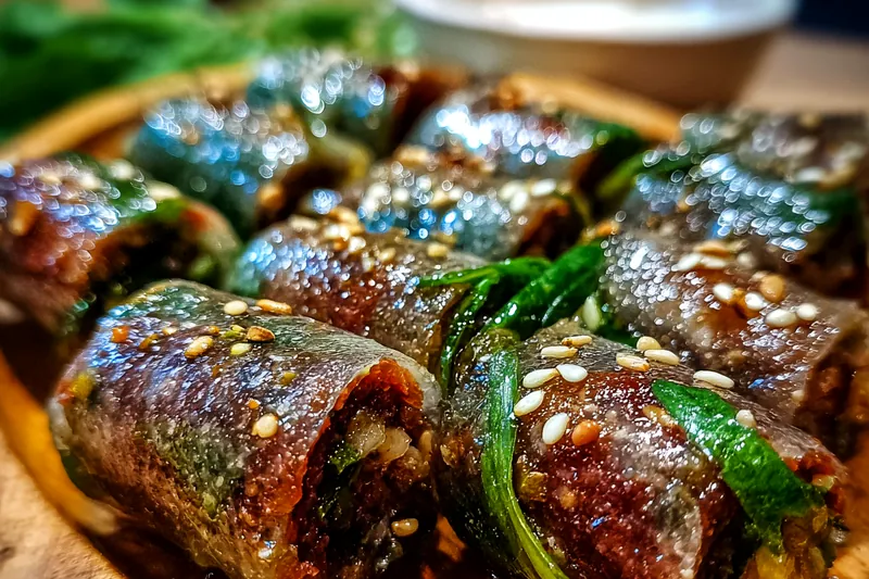 Fresh ingredients for Spicy Thai Beef Rolls