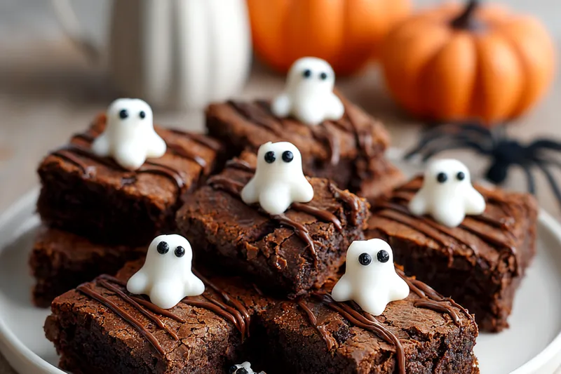 Fudgy chocolate brownie batter being spread in a parchment-lined baking pan, showing the thick, glossy texture before baking