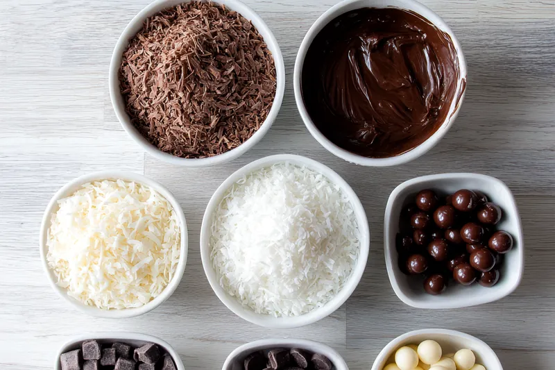 Star Wars themed baking ingredients including dark chocolate, shredded coconut, sliced almonds, honey, and mini chocolate chips arranged on a galaxy-print backdrop