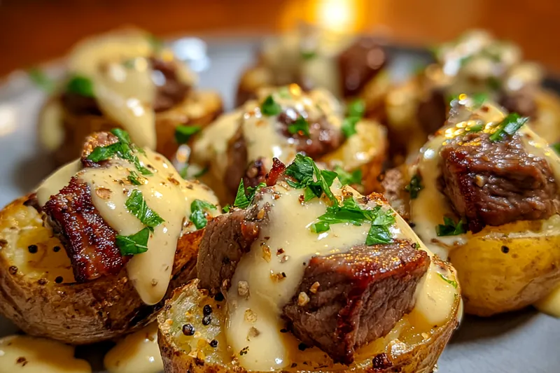 Cooking process for Steak Stuffed Baked Potatoes