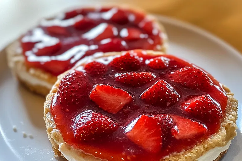 A vibrant display of fresh strawberries, cream cheese, flour, and sugar, all ready for making Creamy Strawberry Cheesecake Cookies.