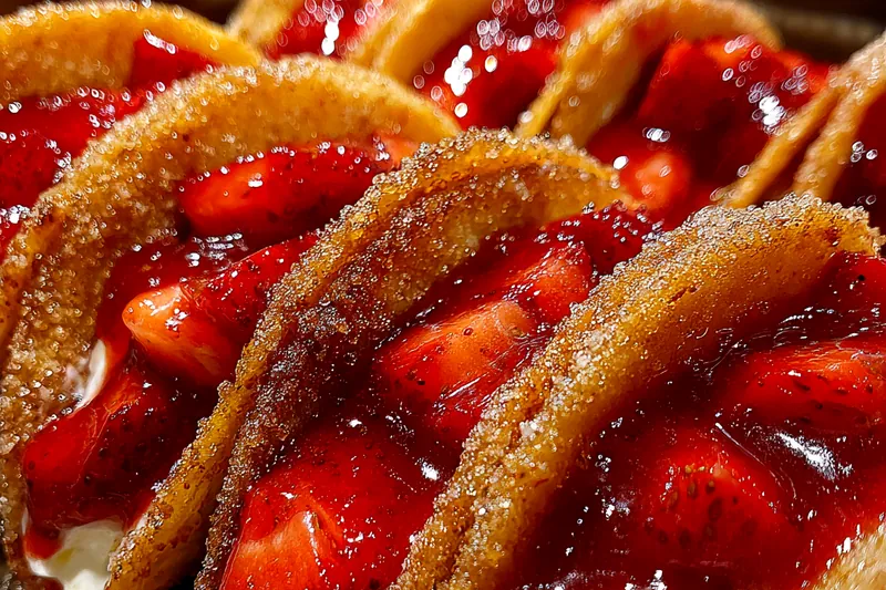 Fresh ingredients for Strawberry Cheesecake Dessert Tacos