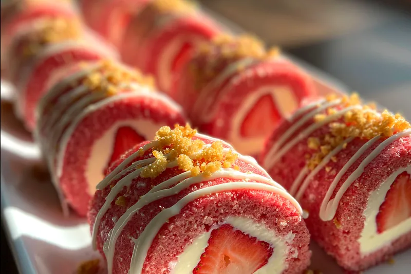 Cooking process for Strawberry Cheesecake Rolls