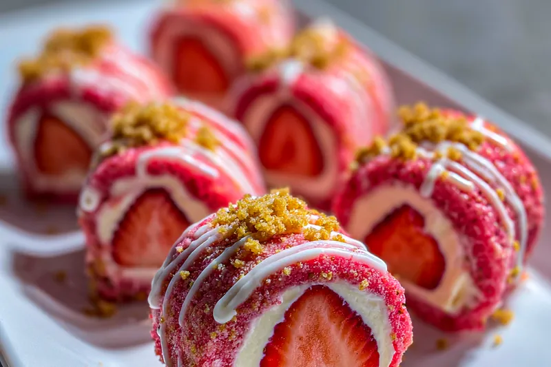 Fresh ingredients for Strawberry Cheesecake Rolls