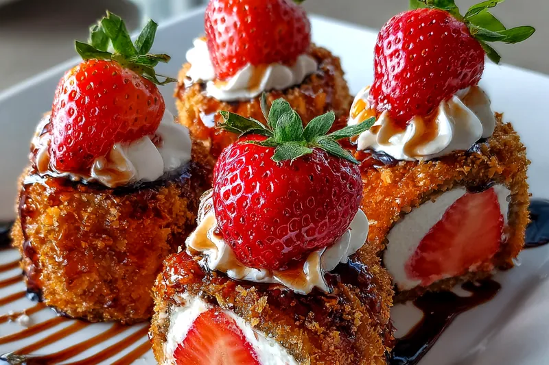 Cooking process for Strawberry Cheesecake Sushi Rolls