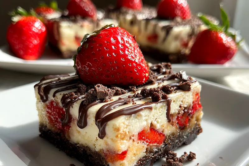 Cooking process for Strawberry Chocolate Cheesecake Bars