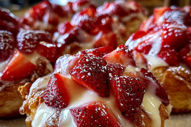 Fresh ingredients for Strawberry Cream Cheese Rolls