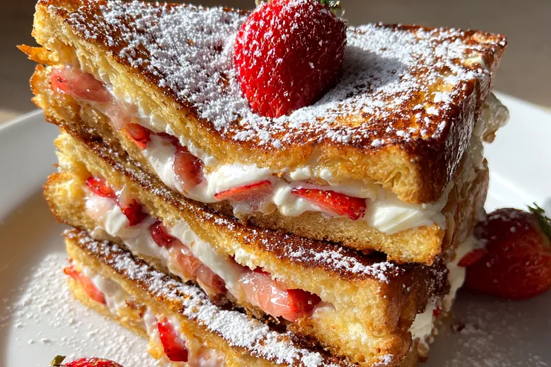 Fresh ingredients for Strawberry Cream Cheese Toast