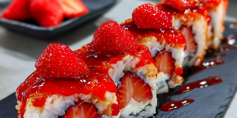 Strawberry Cream Sushi Rolls