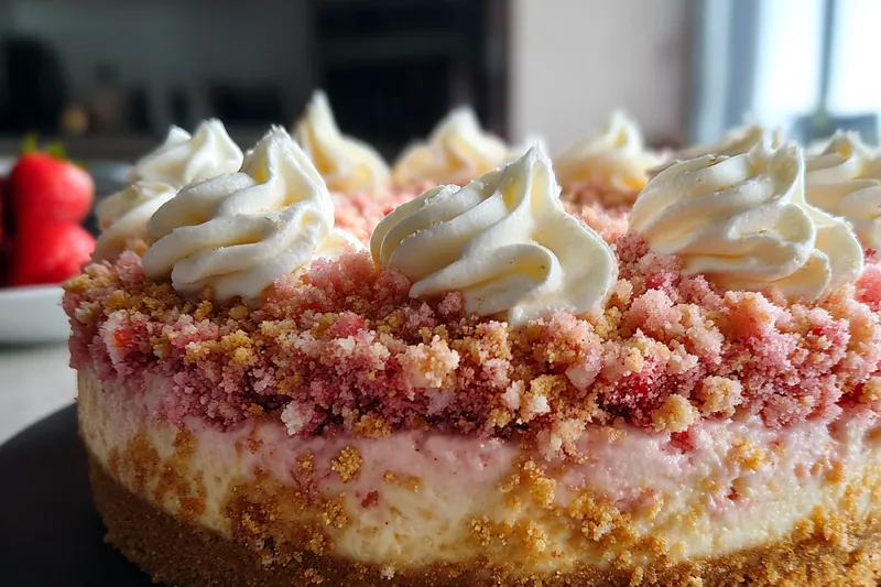 Cooking process for Strawberry Crunch Cheesecake