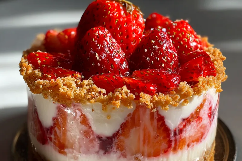 Fresh ingredients for Strawberry Crunch Layered Delight